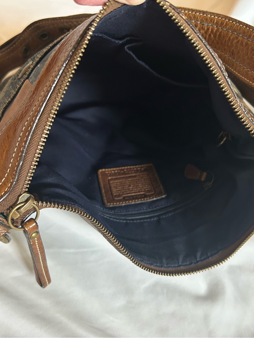 Coach Patchwork Denim and Brown Leather Crossbody - Picture 14 of 17